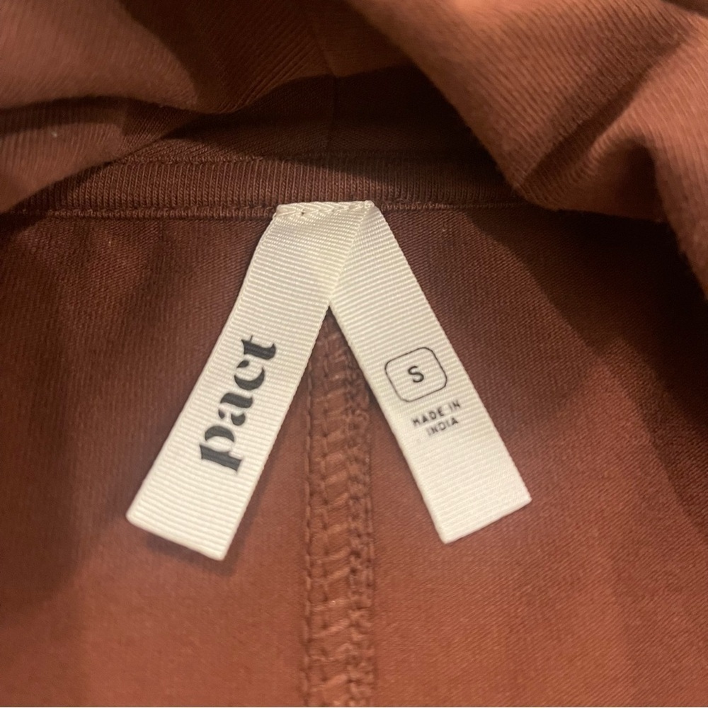 Pact Organic Cardigan Women’s Sz Small Chocolate Brown Open Pockets Cozy Jacket - Picture 5 of 10